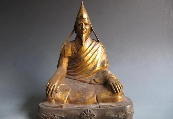 

USPS to USA S2933 Tibet Buddhism classical Old Bronze Carved Lama Dalailam Buddha Statue (B0328)