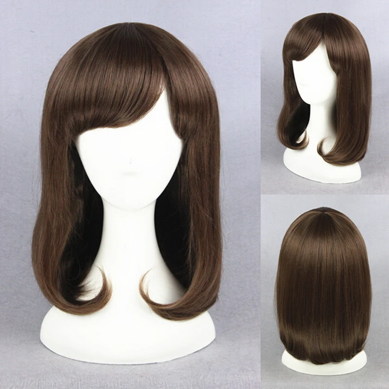

New Coming 35cm Anime Cosplay Dark Brown Wig Wolf Girl and Black Prince Shinohara Erika Medium Length Hair With Bangs