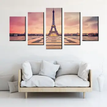 

Tower in the Red Dusk Paris Landscape Large Picture Print Wall Decor Canvas Painting for Modern Home Decor Wall Art Drop Ship