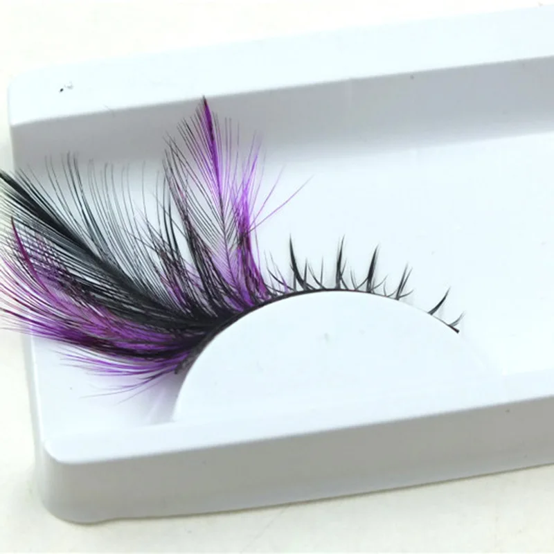 YOKPN Exaggerated Eye Lashes Handmade Art Studio Make-up Tools False Eyelashes Purple Black Cross Thick Feather Fake Eyelashes YOKPN Exaggerated Eye Lashes Handmade Art Studio Make-up Tools False Eyelashes Purple Black Cross Thick Feather Fake Eyelashes