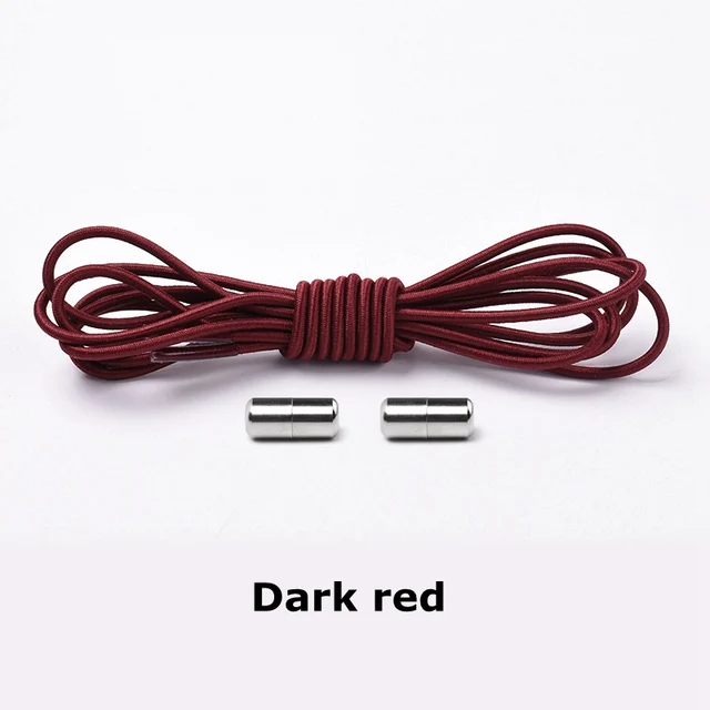 1Pair Elastic Shoelaces Round No Tie Shoe laces Sneakers Shoelace Kids Adult Rubber elastic Laces Lock One Size Fits All Shoes Dark red