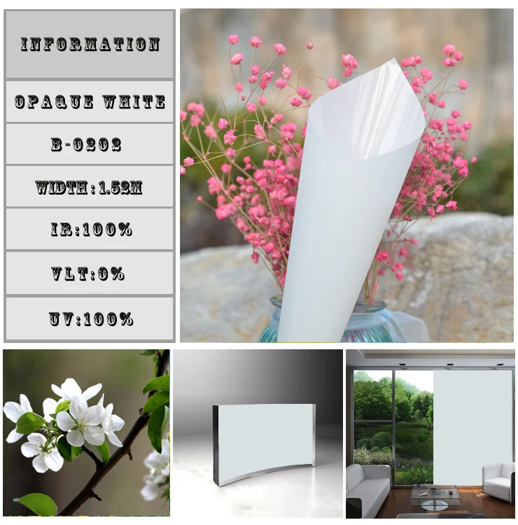 

SUNICE 110cm x 470cm White Solar Tint Film 100% Heat Insulation 100% UV Proof Self Adhesive Sticker Privacy Film Customized