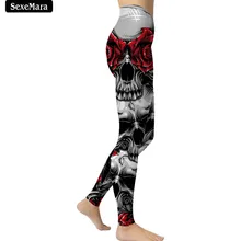 SexeMara новые весенне-летние женские леггинсы с цифровой печатью красные розовые леггинсы с черепами в стиле панк удобные брюки lgs3912