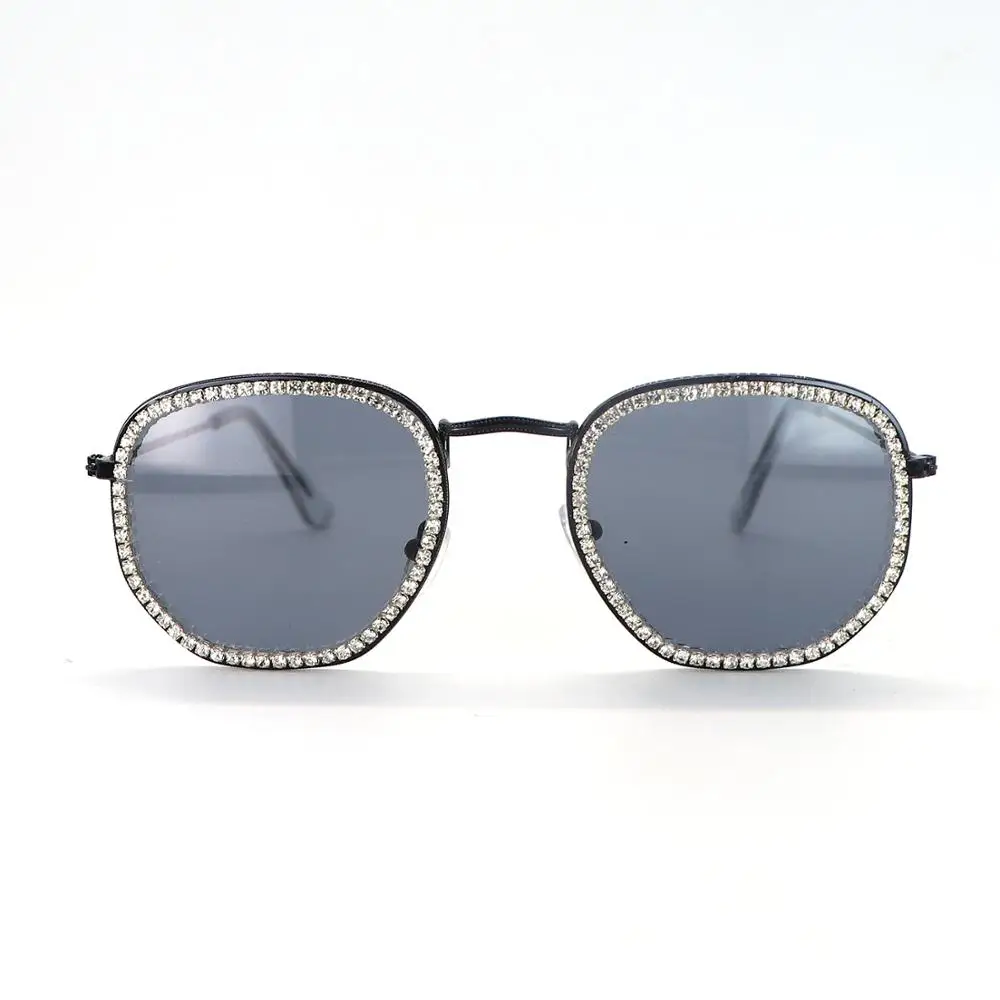 

Small Square Sunglasses Rhinestone for Men and Women Polygon Small Vintage Metal Frame Retro Shade