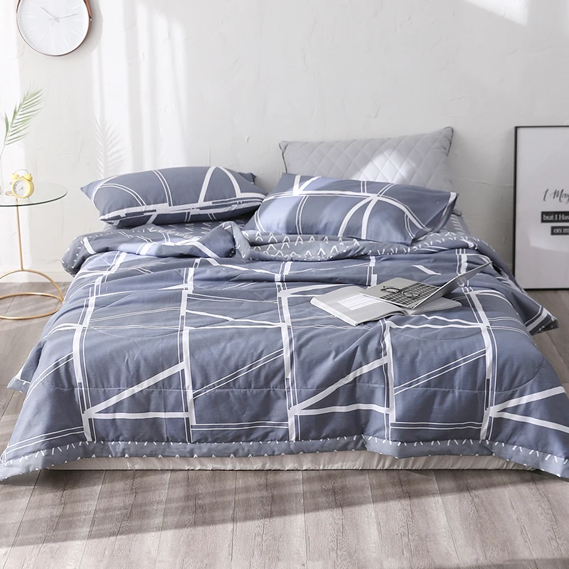 

1PCS Cotton geometric grey Bedspread/Soft summer Duvet Quilt/150x200cm/180x200cm/200x230cm cotton bed cover coverlet