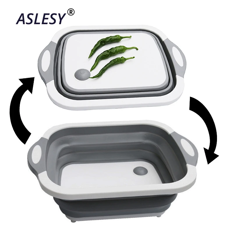 

Multi-Function Kitchen Chopping Blocks Tool Foldable Cutting Board Kitchen Silicone Sinks Drainer Vegetable Fruit Washing Basket