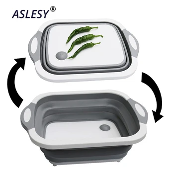 

Multi-Function Kitchen Chopping Blocks Tool Foldable Cutting Board Kitchen Silicone Sinks Drainer Vegetable Fruit Washing Basket