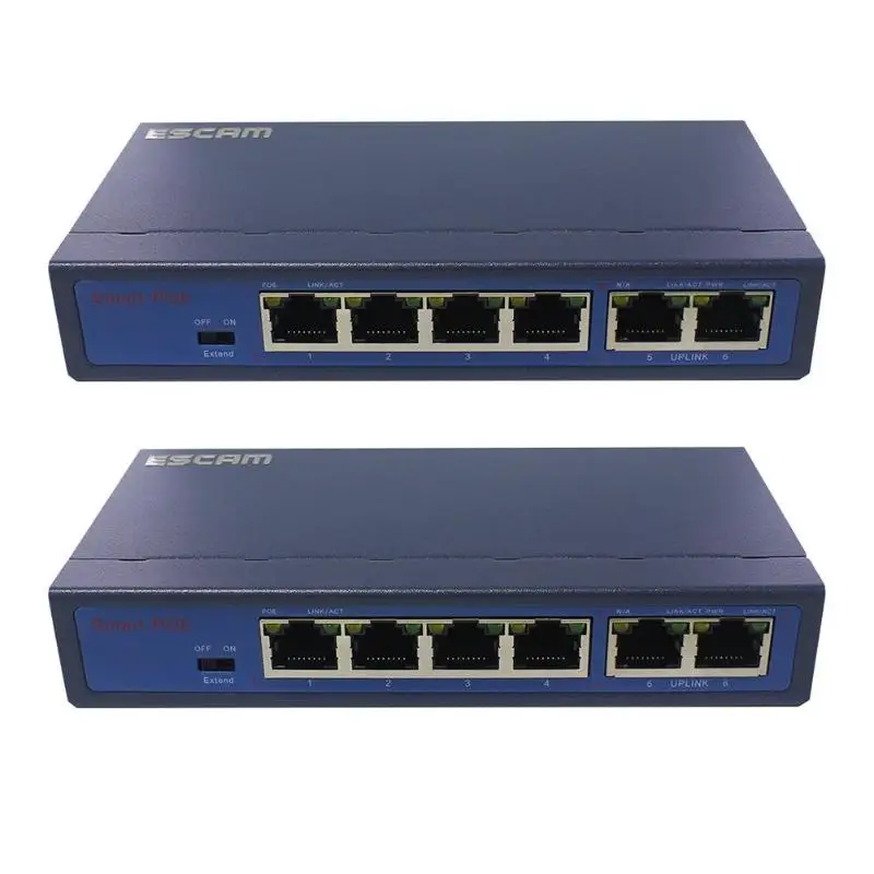 

ESCAM Ethernet POE Switch Support 802.3AF POE Injector 4 Channel Black IP Camera EU US Plug Long Distance Switch Injector Power