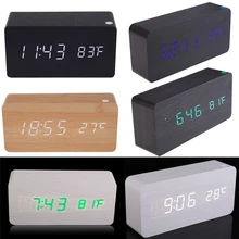 2016 Digital LED/Grün Holz Holz Uhren Schreibtisch Home Fashion Modernen Wecker Datum Temperatur Horloge