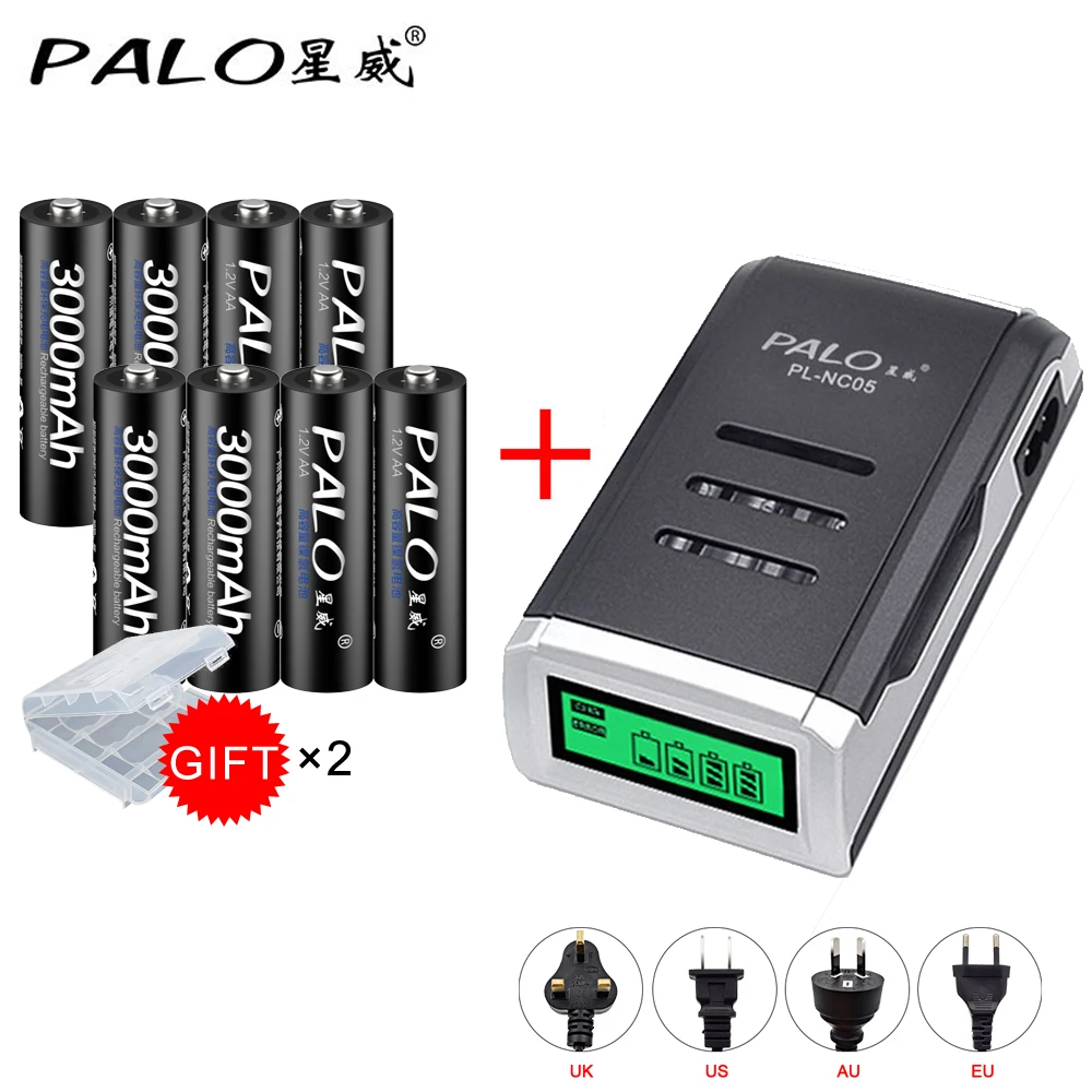 PALO 8pcs AA 3000mah NI-MH 1.2V rechargeable batteries aa battery battery rechargeable battery with aa LCD dispay batterycharger цена PALO 8pcs AA 3000mah NI-MH 1.2V rechargeable batteries aa battery battery rechargeable battery with aa LCD dispay batterycharger цены онлайн