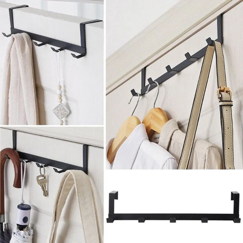 1pc Space-saving Hook for Living Room/Bedroom High Quality Door Hook Wall-hanging Clothes Hook Five-hook Durable Bathroom Gadget