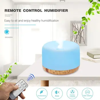 

500ml Ultrasonic Air Humidifier Aroma Essential Oil Diffuser With 7 Colors Night Light Cool Mist Maker With Remote Controller