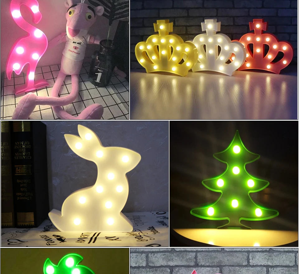 Cartoon LED Night Light Flamingo Pineapple Rabbit  (2)