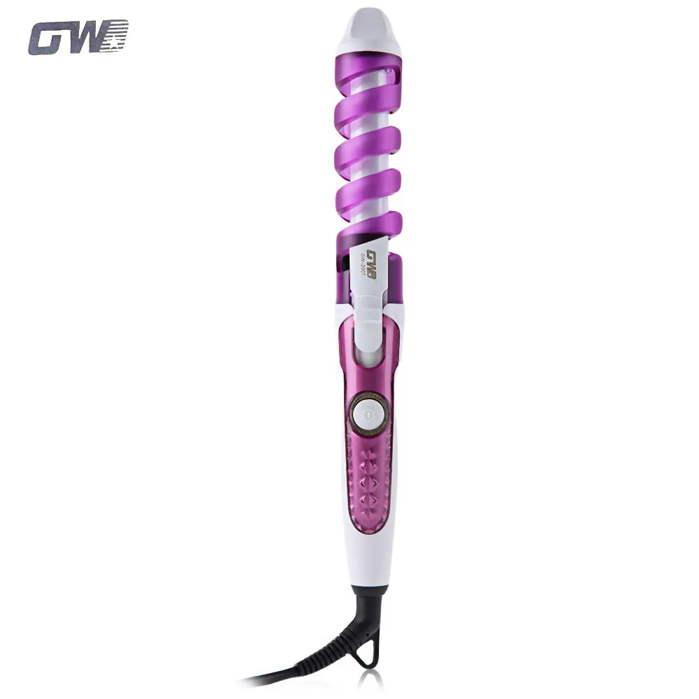 

GUOWEI DIY Travel Useful Salon Spiral Ceramic Curling Iron Hair Curler Fast Hair Care Styling Tools EU Plug Curlers Multi Color