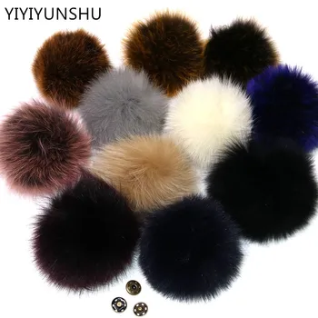 

YIYIYUNSHU 10PCS 14-16cm Real Fox Fur Pompom fur Ball for Hat & Caps Big Natural Fur Pompon Ball For Shoes Hats Bags Accessories