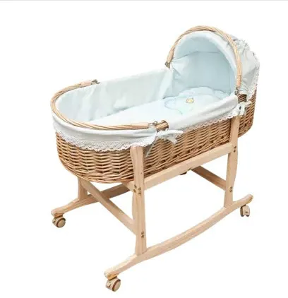 

Handmade woven crib newborn portable sleeping basket natural shaker