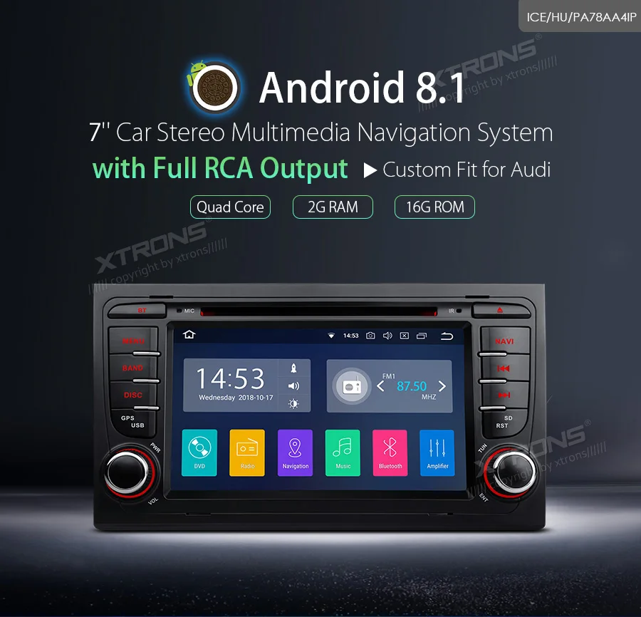 XTRONS " Android 8,1 радио Автомобильный GPS DVD плеер RCA RDS USB для Audi A4 S4 B6 B7/RS4 2002 2003 2004 2005 2006 2007 2008/Seat EXEO