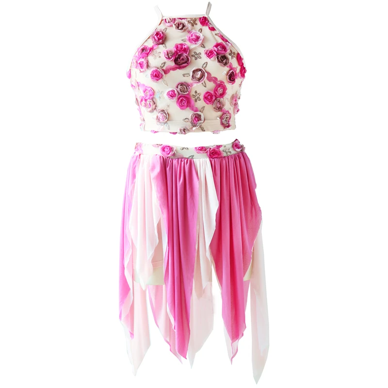 NT16030 Pink flowers Dance Wear Dresses for women. Contemporary lyrical