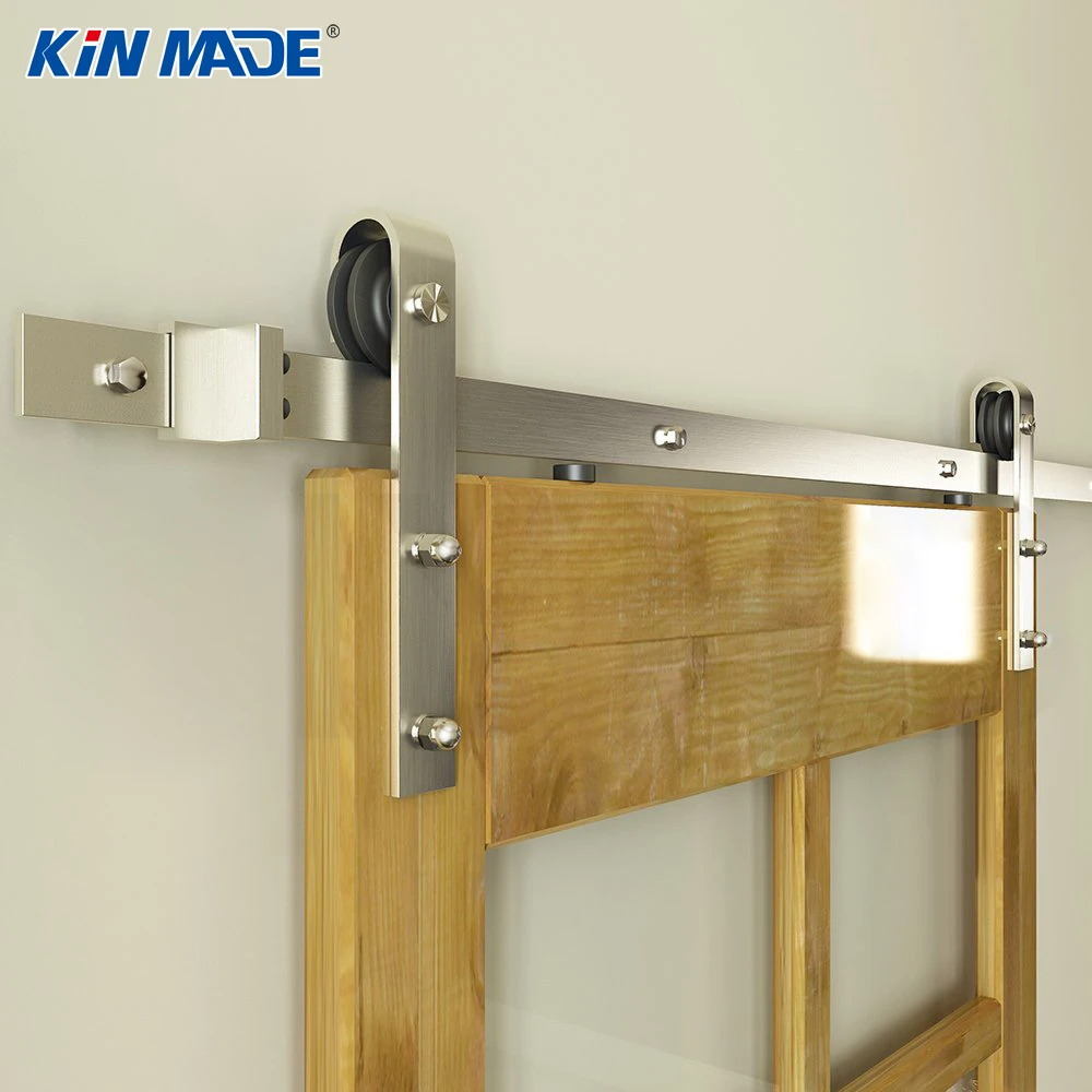 KINMADE Сатин Матовый никель углеродистая сталь фурнитура для дверей сарая деревянная система раздвижных дверей 6.6ft(без дверной панели