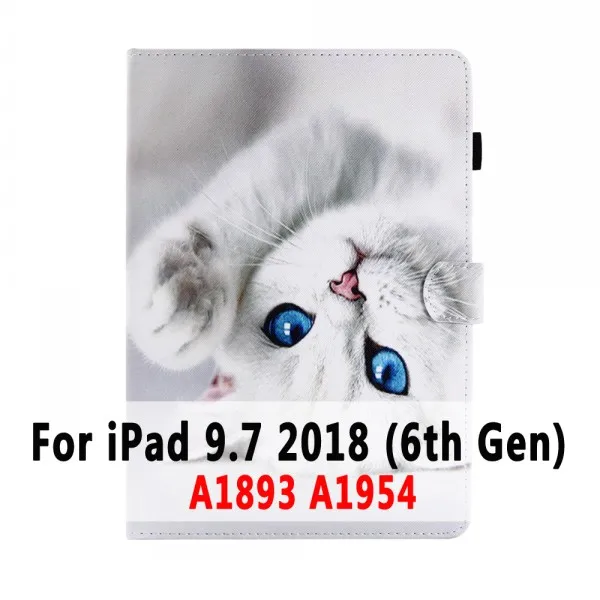 Чехол для iPad 6th поколения 5th Air 1/Air 2/Pro 9,7 10,5 11 Mini 1 2 3 4 7,9 чехол Funda с мультяшным котом Смарт кожаный чехол - Цвет: For iPad 6th case