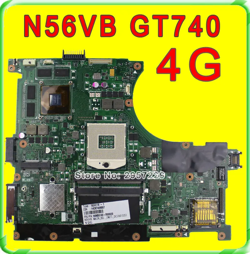 Original N56VB font b Laptop b font Motherboard for Asus REV2 3 Mainboard GT740 4G PGA