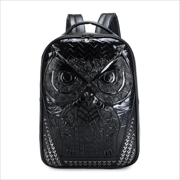 

Waterproof pu 3d backpack female tide brand 3D owl LAPTOP bag school bag Punk Emboss bagpack mochilas mujer 2019 new backpacks