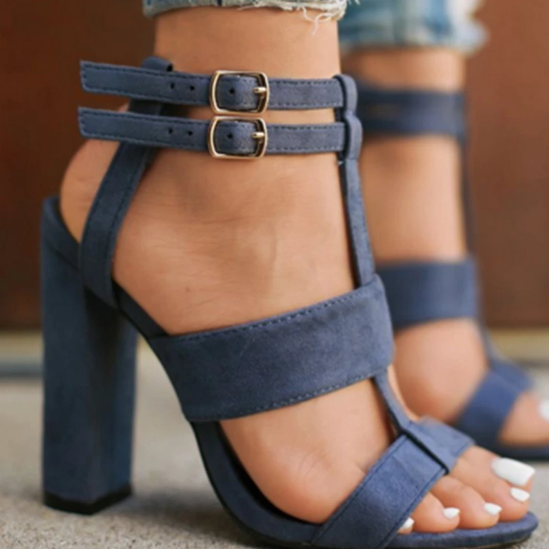 navy leather high heels