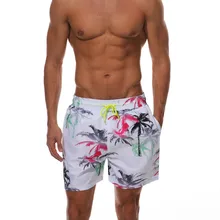 Мужские летние спортивные быстросохнущие пляжные шорты бермуды с принтом листьев, шорты для бега, тренировок, фитнеса, домашние повседневные штаны