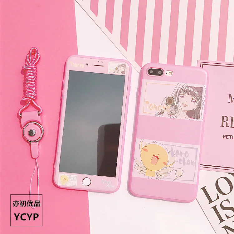 Чехол Sakura для iphone X Cardcaptor+ Защитная пленка для экрана из закаленного стекла для iphone 6 6s Plus 7 7plus 8 8plus Сейлор Мун