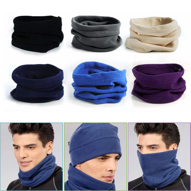 

Winter Headwear Cap Double Layer Fleece Neck Warmer Wind Proof Hat Face Mask Cycling Outdoor Muffler Scarf Hood Beanie Hats