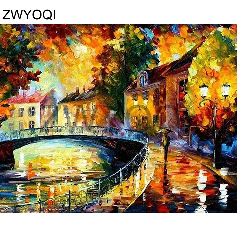 Diy-2018-5d-mosaic-Diamond-painting-cross-stitch-painting-rhinestone-Square-Diamond-embroidery-Street-Trail-Along