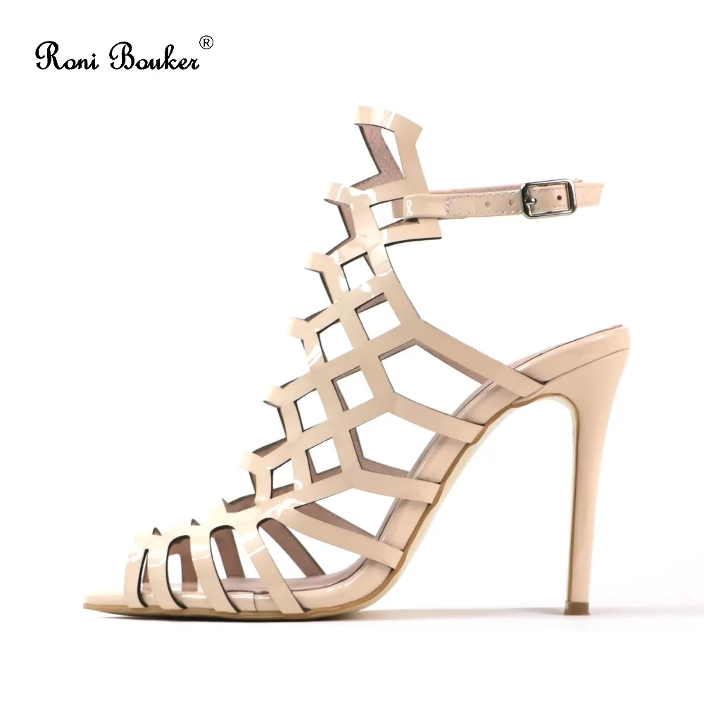 

Roni Bouker Plus Size42 Tight High Sandals Women Thin Heels Cut-out Gladiator Over the Knee Boots Spring Summer Dress Shoes