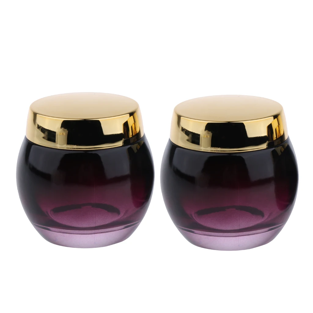2Pcs 120g Glass Mask Jar Cream Containers Cosmetic Empty Can Sample Bottle - Purple Gradient Bottle Body - Refillable/Reusable