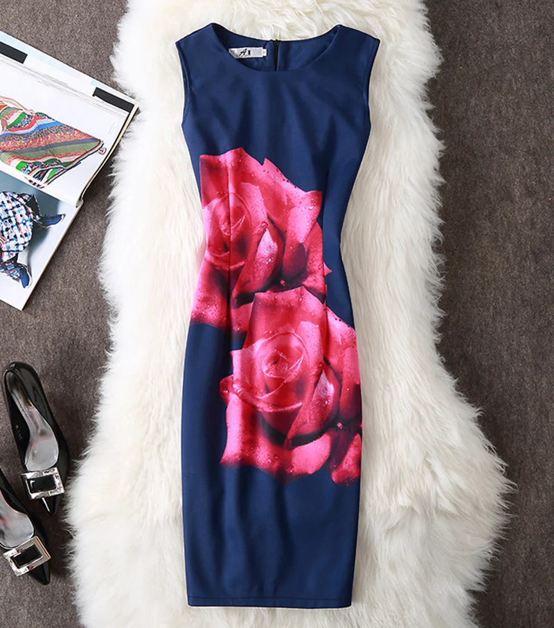 ALABIFU женское летнее платье, большие размеры 3XL 4XL, сексуальное винтажное элегантное цветочное вечернее платье, офисное облегающее платье-карандаш - Цвет: 15