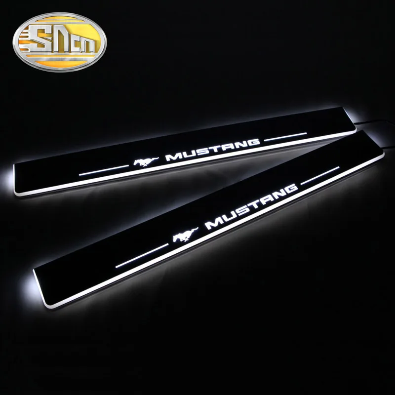  SNCN 2PCS Acrylic Moving LED Welcome Pedal Car Scuff Plate Pedal Door Sill Pathway Light For Ford M