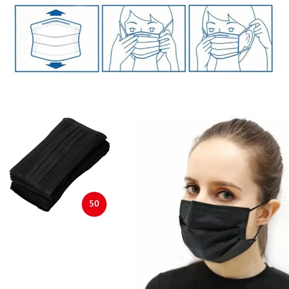 

50Pcs 3-Ply Anti-Dust Disposable Surgical Medical Salon Earloop Face Mouth Masks facial mask