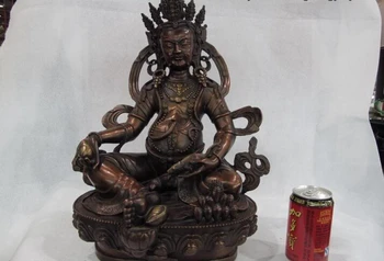 

fast shipping USPS to USA S0598 18 Tibet Buddhism Copper Bronze God of wealth Yellow Jambhala God Buddha Statue