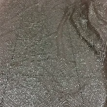 Сверкающее розовое золото H-1947 африканский тюль с приклеенными блестками кружево для праздничного платья блестящая кружевная ткань для свадебного украшения