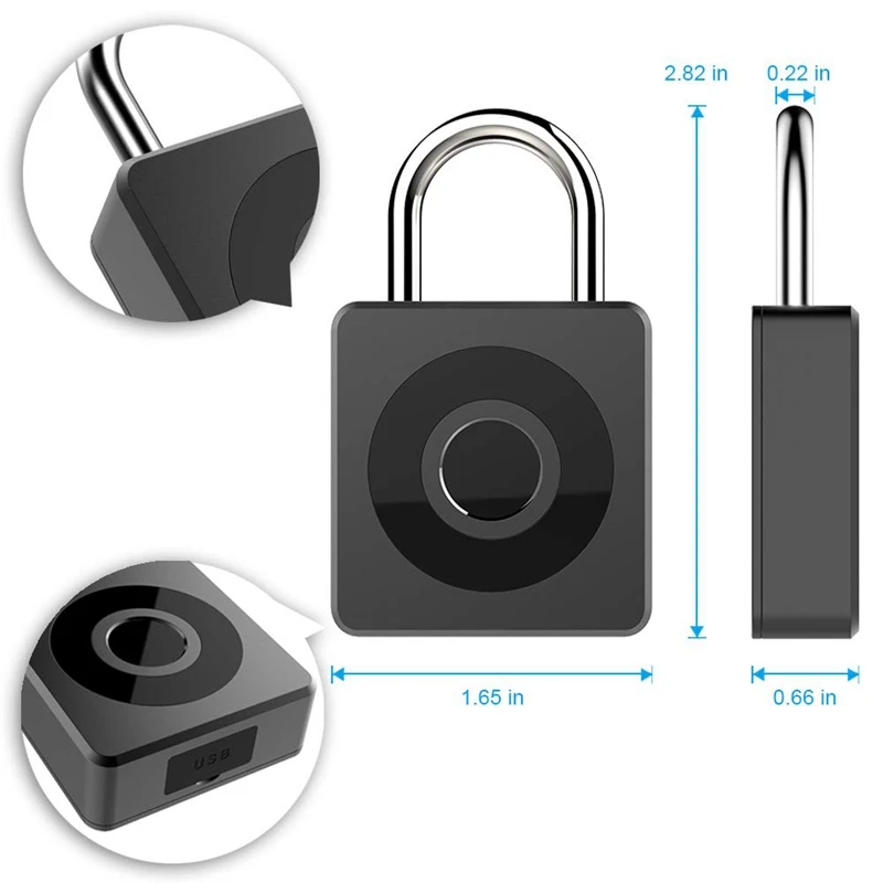 Usb Charging Fingerprint Padlock-Smart Lock Anti-Theft Keyless Biometric Lock Security Lock For Gym,Sports,School& Employee L