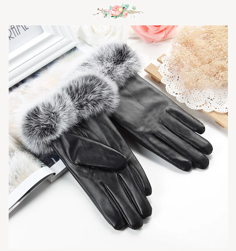 Женские зимние перчатки St. Susana, перчатки с сенсорным экраном, женские перчатки из искусственной кожи, водонепроницаемые, с кроличьим мехом, mujer gants guantes tactil luva