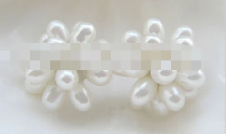 

free shipping 00335 natural white freshwater pearl earring