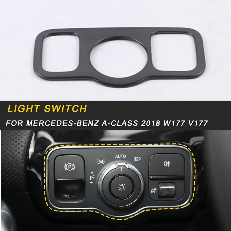 

Light Switch Trim Frame Sticker Cover Accessories for Mercedes-Benz A-Class 2018 W177 V177 Auto Car