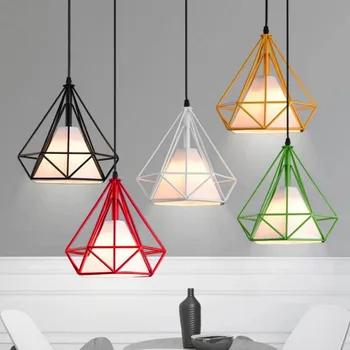 

pendant lights led bulb colorful birdcage pyramid lamp white metal cage pendant light fixtures