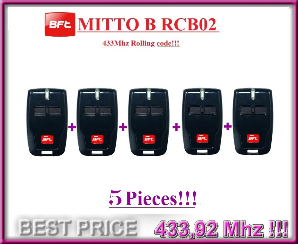 

5pcs For BFT Mitto B RCB02 Garage rolling code Handsender