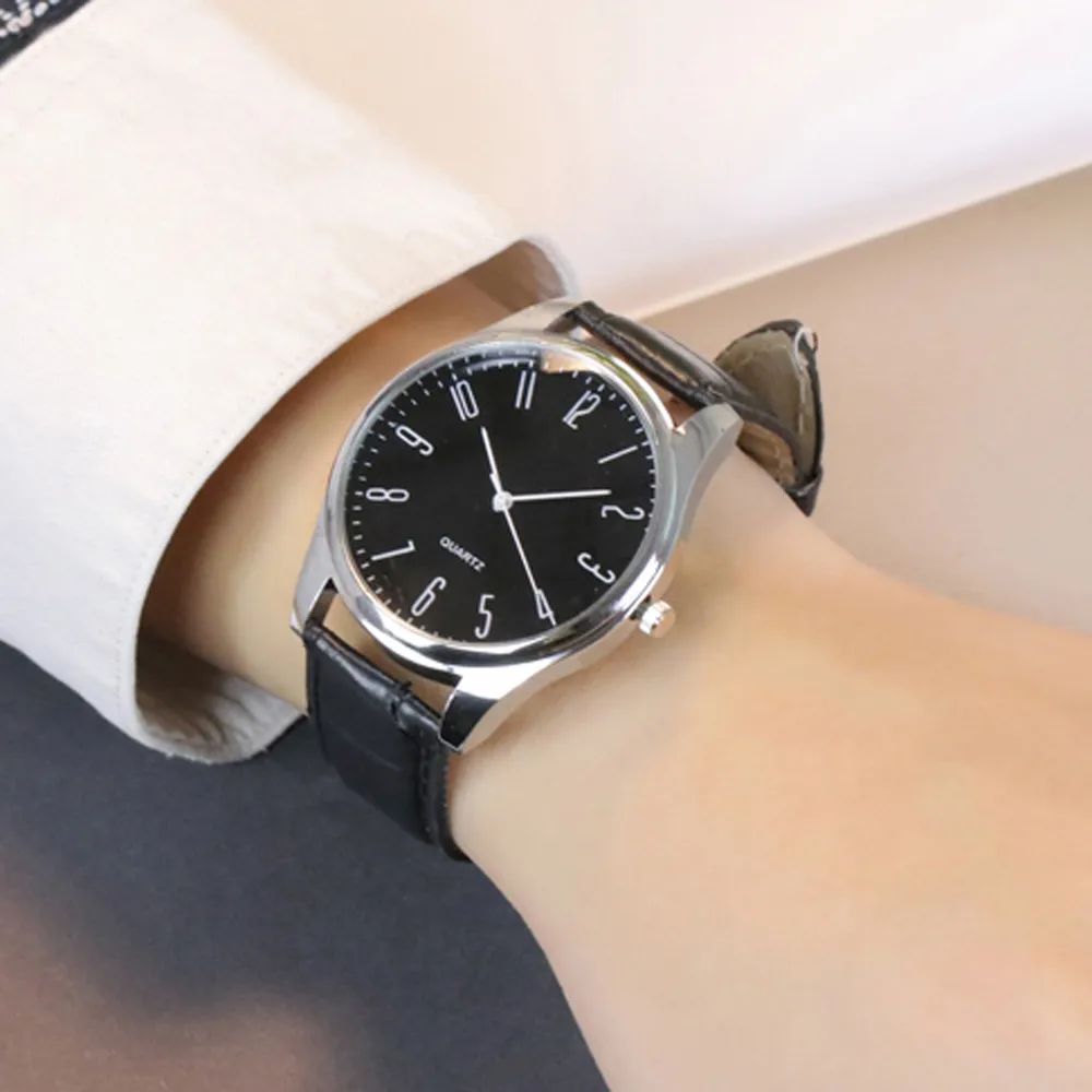 Высокое качество часы для мужчин s простой бизнес мода кожа кварцевые наручные часы для мужчин Роскошные Электронные наручные часы Лучший подарок#20