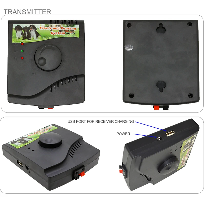 Pet Fence In-Ground Electric Dog Fence Rechargeable Electric Dog Training Collar Receivers Pet Containment System W-227B