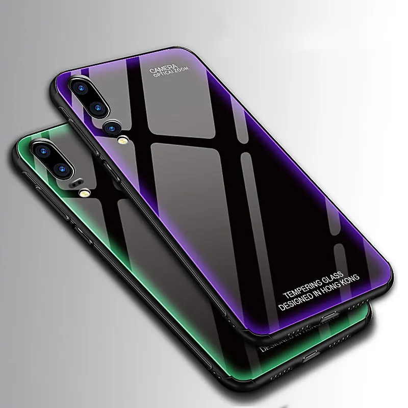 Huawei P20pro case Colorful flash glass mobile phone Honor9 V9 10 V10 Mate20 x 20lite pro P20 Tempered |