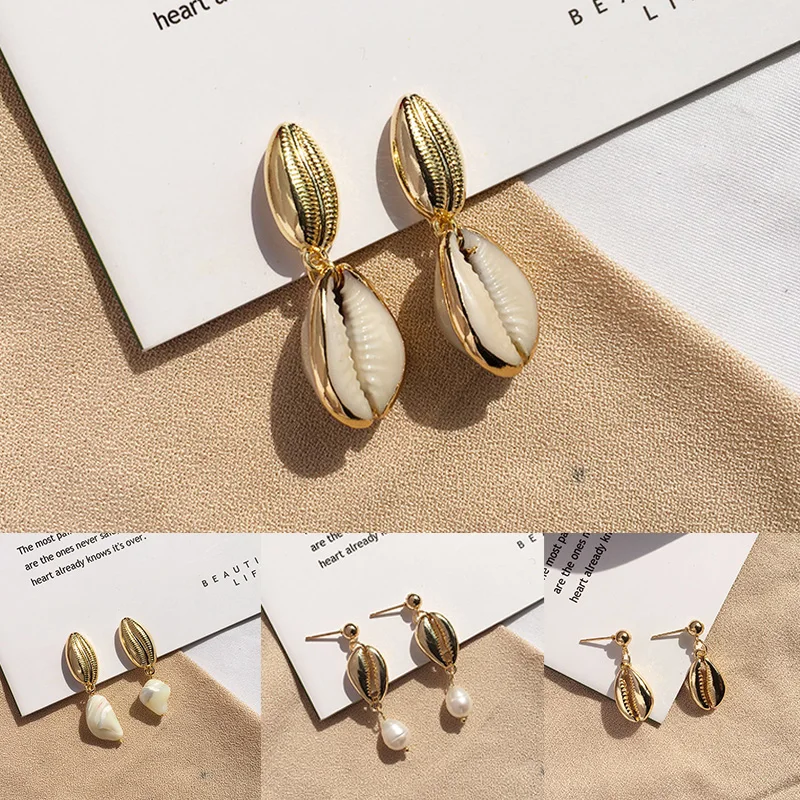 

Fashion Jewelry Gold Drop Earrings for Girl Lovely Conch Shell PNG Dangle Earrings Women Gifts Wedding Bridal Statement Earrings