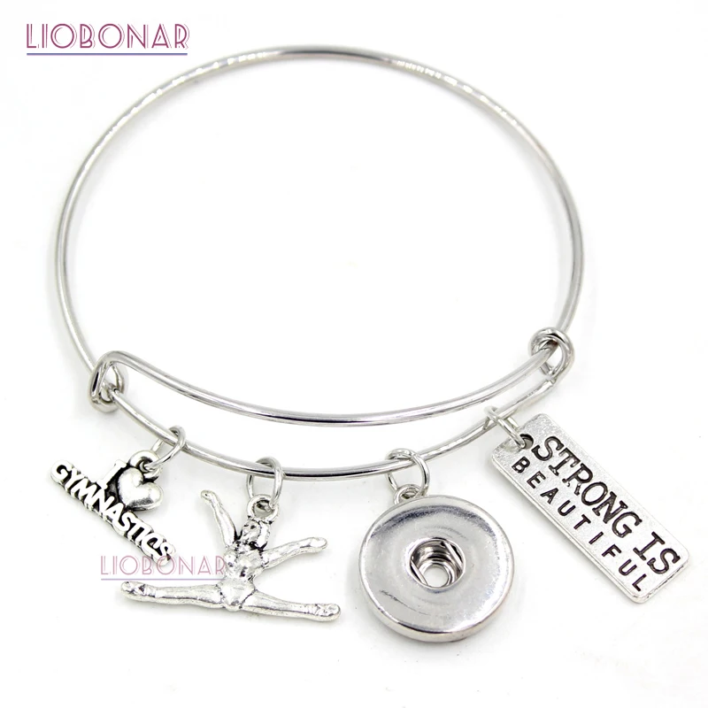 10pcs/lot Wholesale I Love Gymnastics Bracelet Gymnast Charm