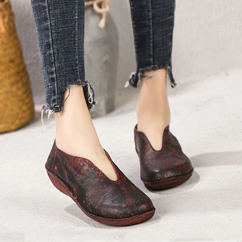 

Artdiya Original New Spring and Summer Shallow Round Toe Flat Women Shoes Soft Sole Genuine Leather Comfortable Handmade Shoes